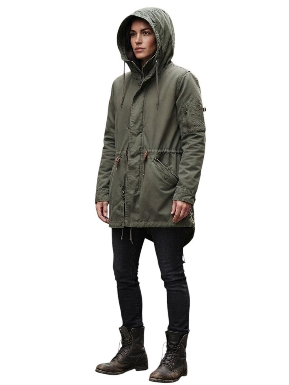 Alpha Industries Olive Green Cotton-Blend Utility Parka Jacket Size S